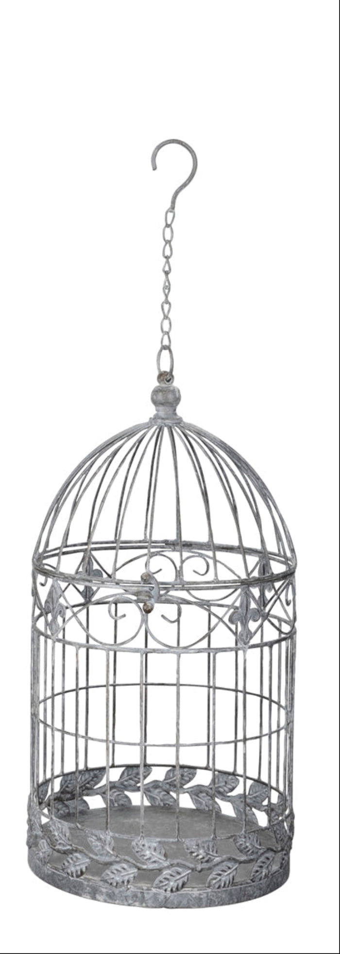 Vogelkäfig Pflanz Korb Hänge Blumenkäfig Metall grau 2erSet H39+53cm