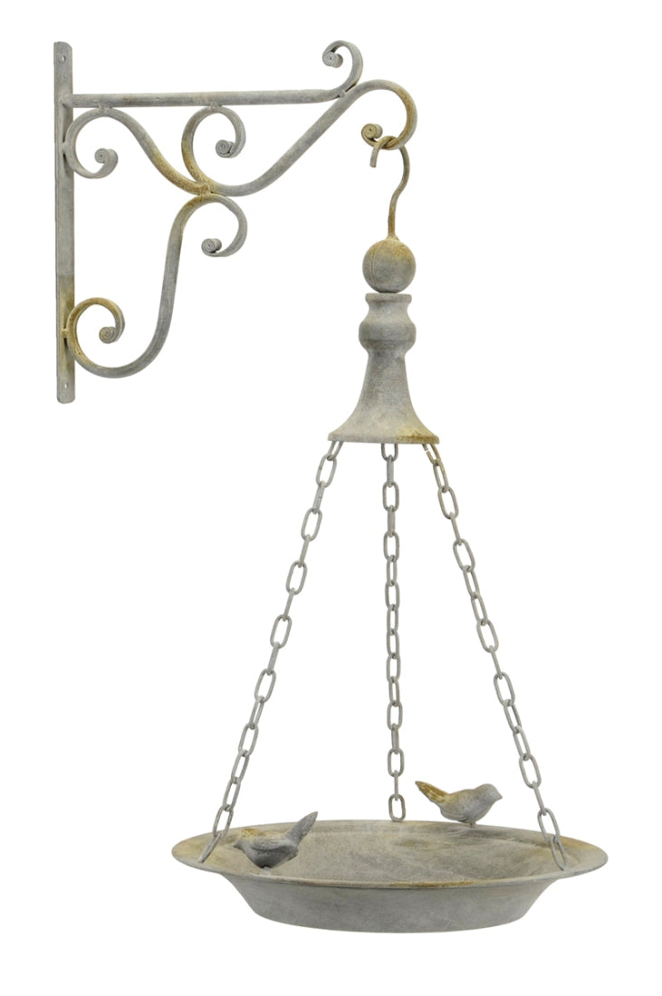 Futterplatz Metall grau z.H. mit Wandhaken Ø31cm H8,5cm Futterstation Vogeltränke