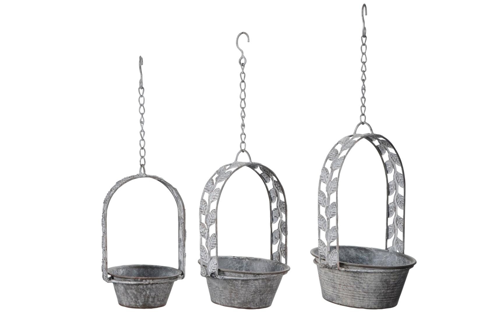 Pflanzgefäß Ampel Metall Schale zum Hängen 3erSet Ø14+18+20cm