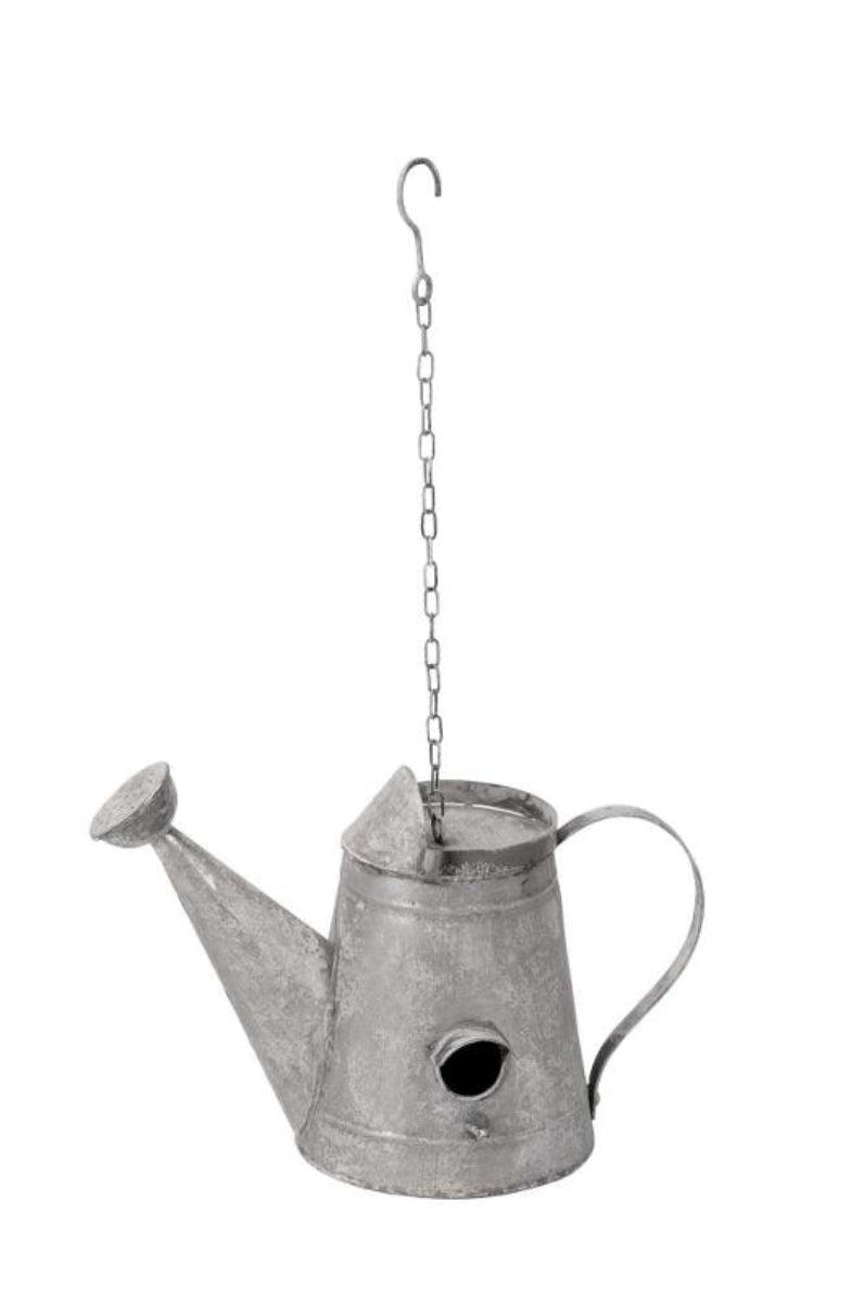 Nistkasten Vogelhaus Metall zum Hängen Teekanne Shabby Ø38x21cm H27cm grau/schwarz