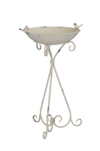 Vogeltränke Vogelbad Blumenständer Gartendeko Schale auf Fuß weiß Shappy Ø43x36cm H71cm Vogelbad