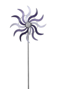 Windrad Metall Windspiel Gartendeko Windmühle Gartenstecker flieder/lila Ø40x8cm H162cm