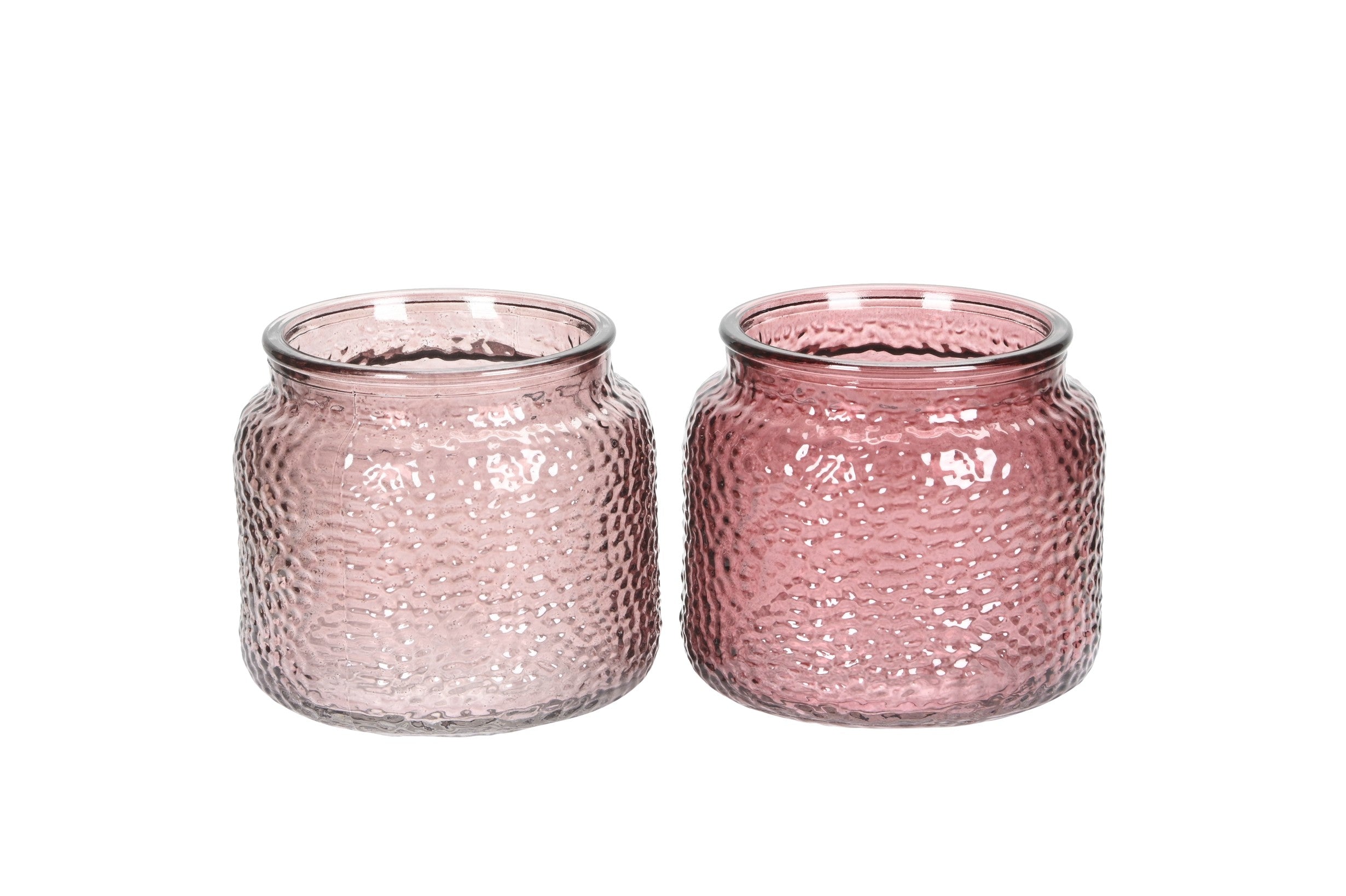 Windlicht 2Fb.sort. Glas Teelichthalter rosa/bordo Ø9cm H8cm