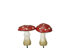 Pilz Polyresin Fliegenpilz 2fach sort.  Stecker Wald rot/weiß Ø8cm H10cm
