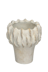 Vase Zement creme/gold Blumentopf Ø21cm H23cm