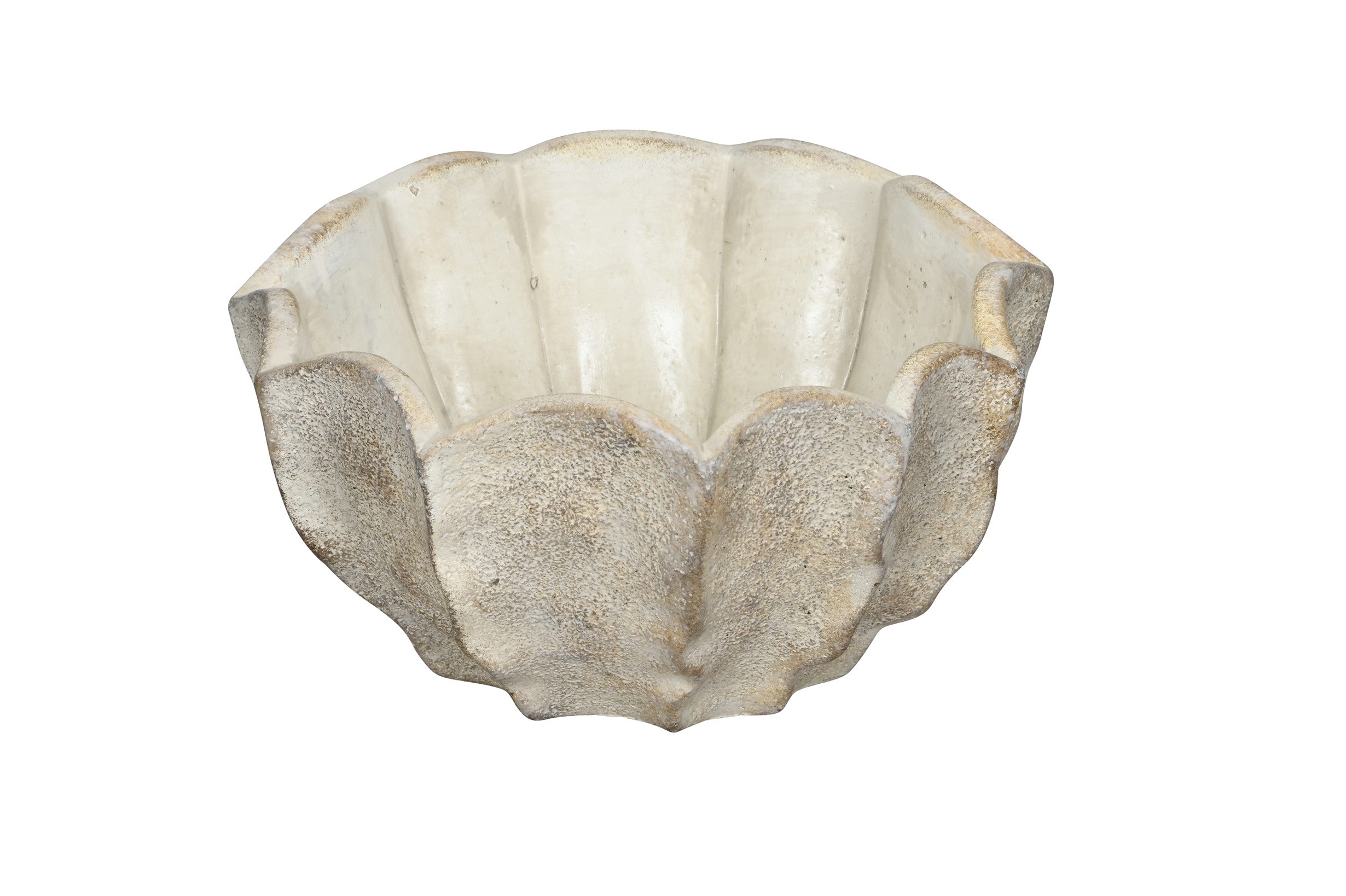 Schale Zement creme/gold gewischt Pflanzgefäß Ø25cm H13cm