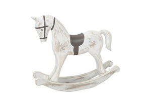 Schaukelpferd weiß/natur Holz MDF Holzpferd H23cm+32cm Winter-Deko Weihnachtsdeko Figur Dekoration 2Größen wählbar
