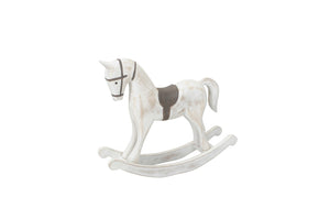 Schaukelpferd weiß/natur Holz MDF Holzpferd H23cm+32cm Winter-Deko Weihnachtsdeko Figur Dekoration 2Größen wählbar