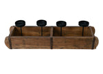 Lade das Bild in den Galerie-Viewer, Kerzenhalter RUSTIK braun/natur 56x15cm H16cm Holz Ziegelform mit 4 Kerzenhaltern Advent Holzkiste Herbst Dekoration
