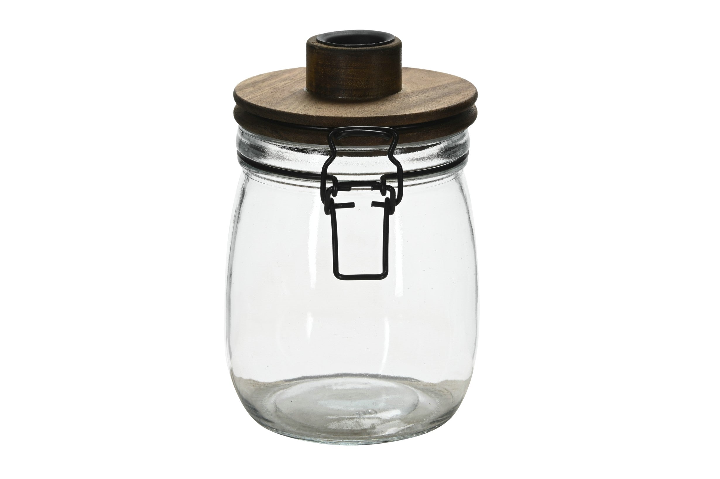 Windlicht Glas mit Deckel Kerzenhalter klar Ø10,5cm H15cm