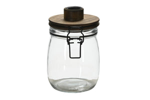 Windlicht Glas mit Deckel Kerzenhalter klar Ø10,5cm H15cm