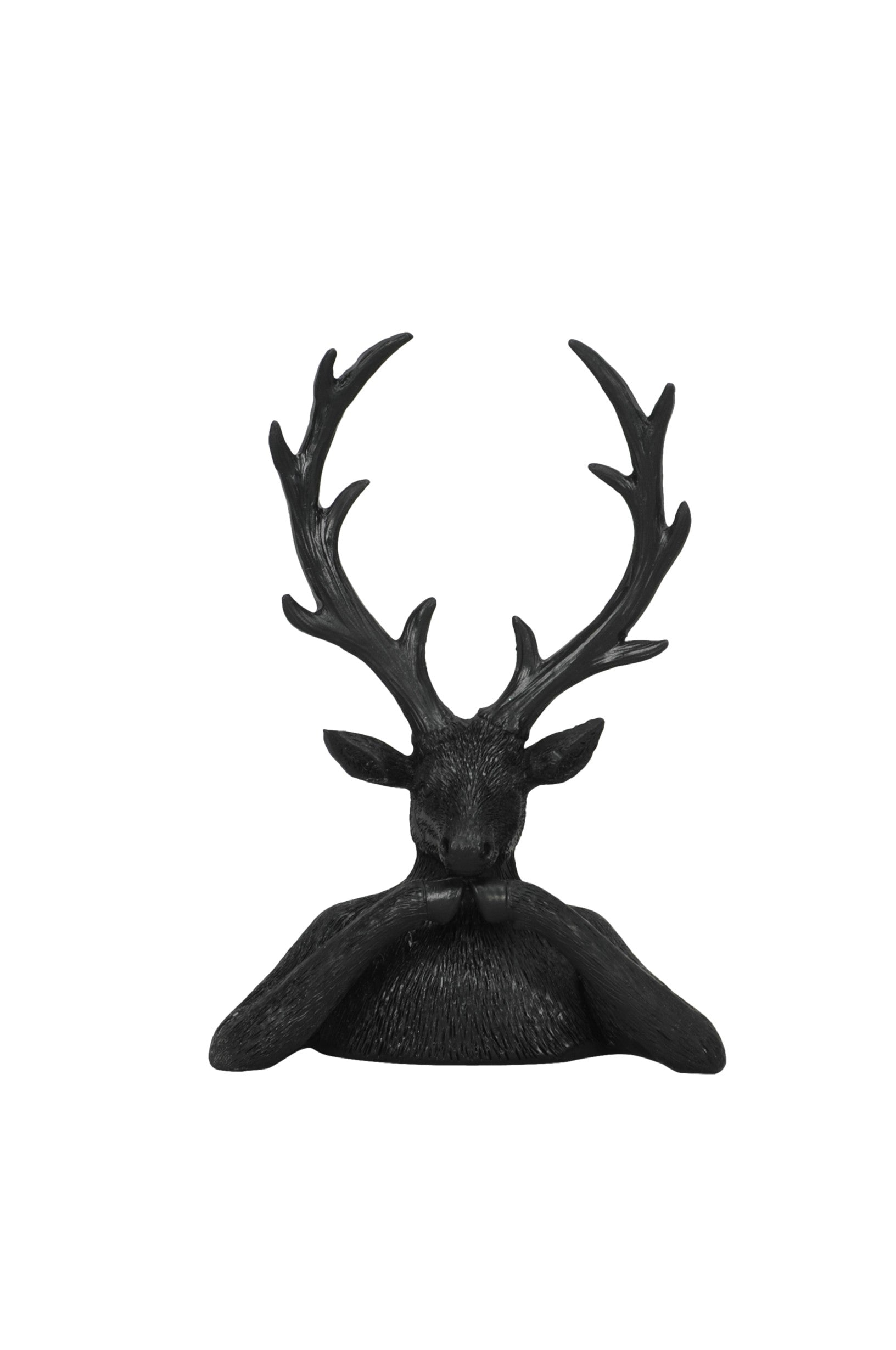 Hirsch Rentier Figur Skulptur Polyresin schwarz H13x6cm H18cm