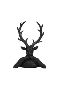 Hirsch Rentier Figur Skulptur Polyresin schwarz H13x6cm H18cm