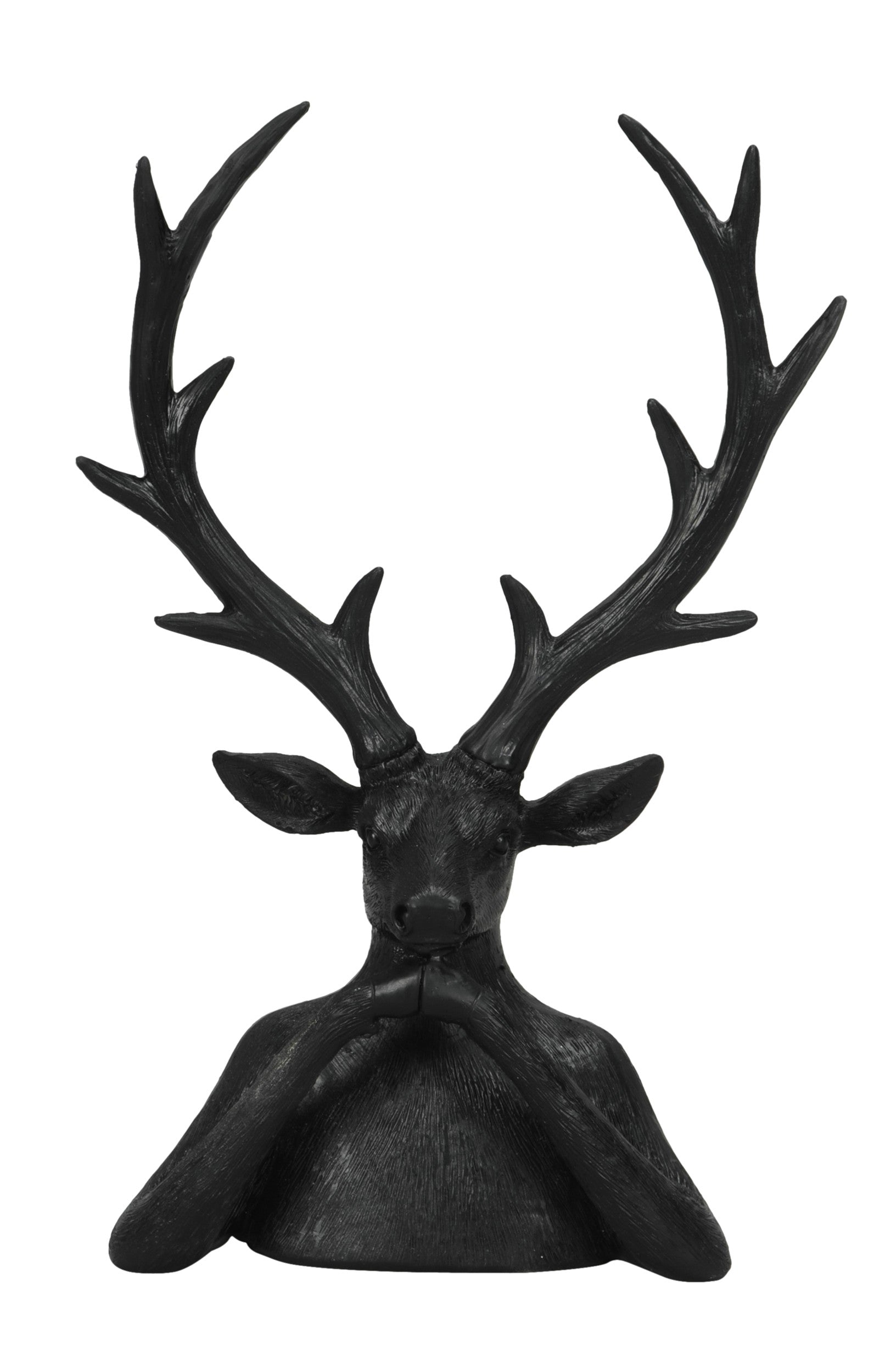 Hirsch Rentier Figur Skulptur Polyresin schwarz H20x8cm H31cm