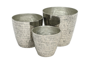 Alu Topf Übertopf Blumentopf 3er Set silber Ø14+16,5+19,5cm Pflanzgefäß