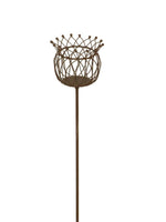 Lade das Bild in den Galerie-Viewer, Korb am Stab Pflanzkorb braun rostfarbend Shabby Pflanzschale Gartendeko Ø12,5cm L8,5cm

