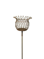 Lade das Bild in den Galerie-Viewer, Korb am Stab Pflanzkorb Metall Ø19cm H132cm braun rostfarbend Pflanzschale Shabby Gartendeko Pflanztopf Rankstab
