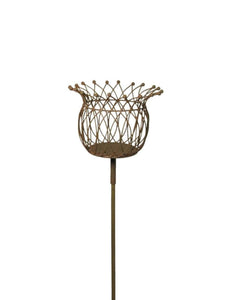 Korb am Stab Pflanzkorb braun rostfarbend Shabby Pflanzschale Gartendeko Ø19,5cm H132cm