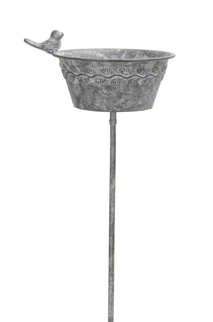 Futterplatz Metall grau Vintage Ø19x16xH10cm L95cm Futterstation Vogeltränke