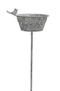 Futterplatz Metall grau Vintage Ø19x16xH10cm L95cm Futterstation Vogeltränke