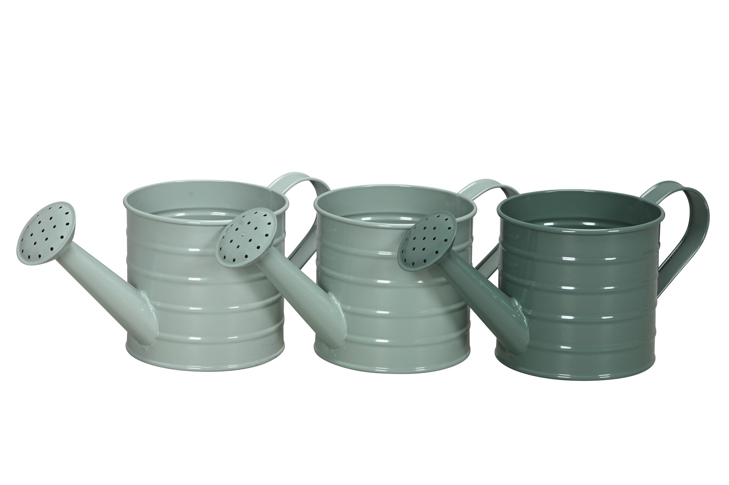 Gießkanne Metall mit Henkel 3farbig sort. Pflanztopf 11x26cm H12cm petrol/mint/grün Blumentopf Pflanzgefäß