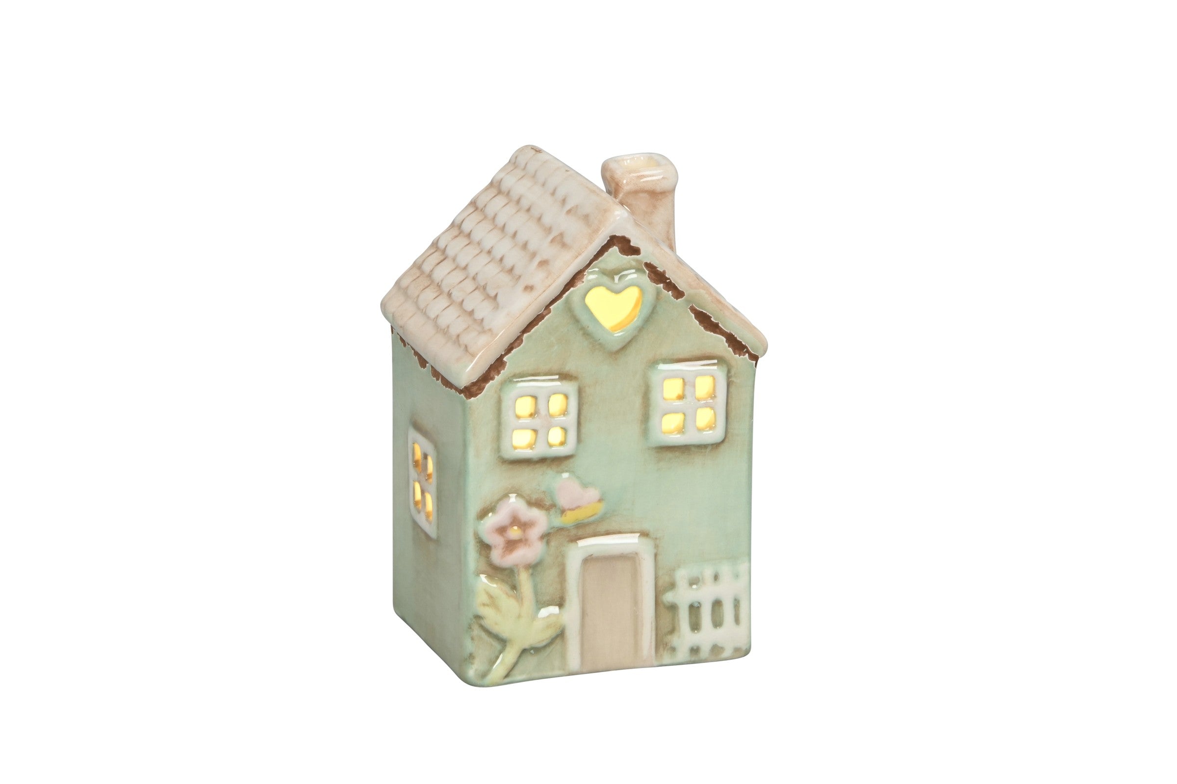 LED Haus bunt 7x6cm H11cm Keramik Lichthaus Haus Lichthäuser Lichterhaus