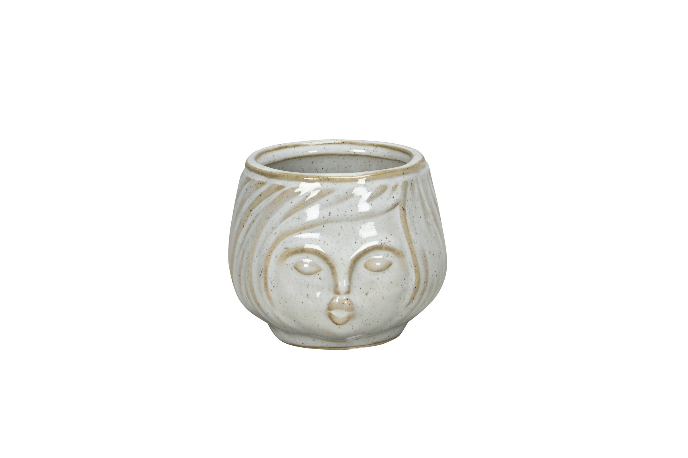 Topf Keramik creme Gesicht Blumentopf Übertopf Ø8+12+14cm 3Größen wählbar