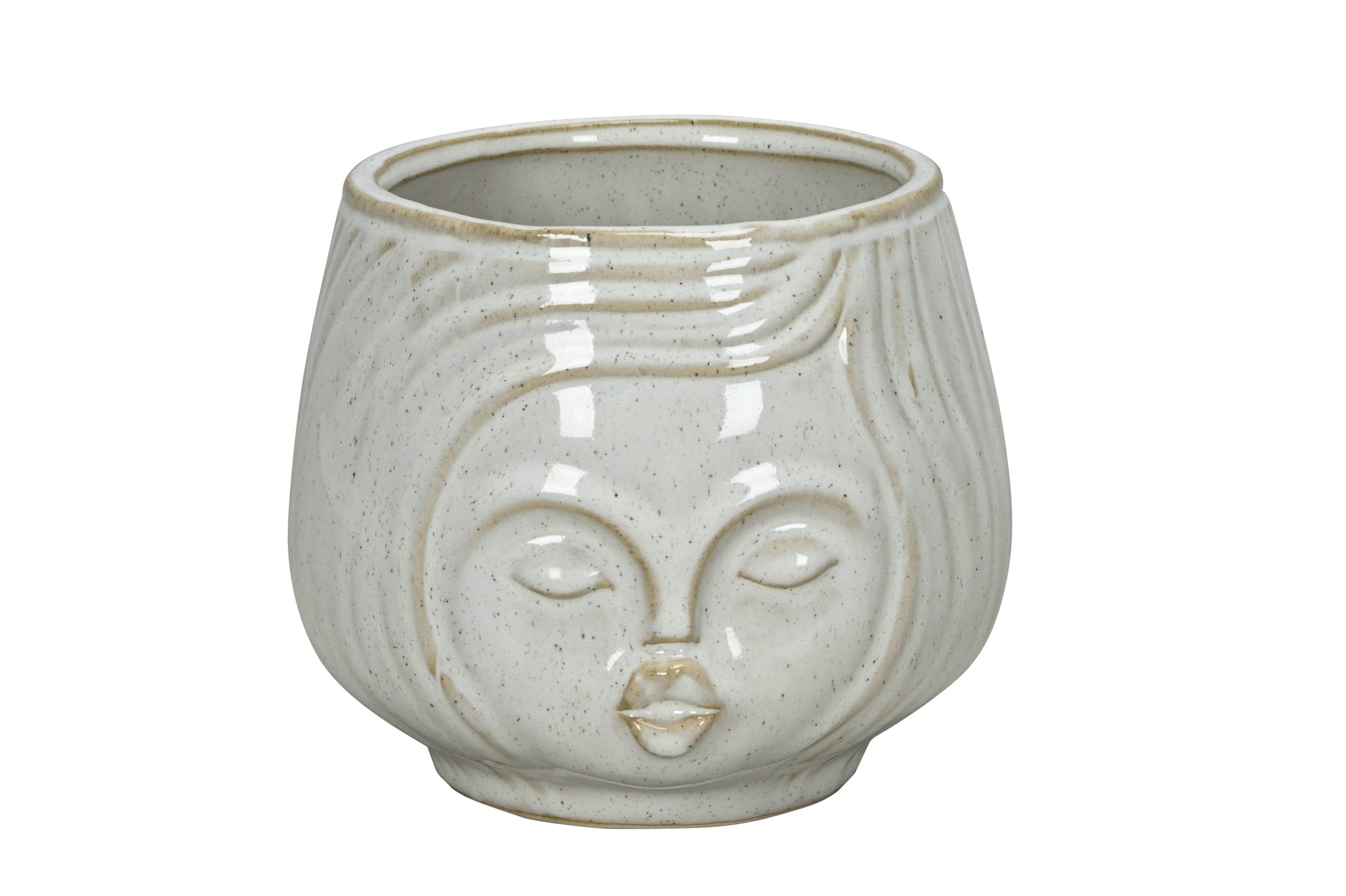 Topf Keramik creme Gesicht Blumentopf Übertopf Ø8+12+14cm 3Größen wählbar