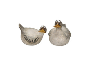 Gans Ente Steingut 2fach sort. grau/braun Landhaus Skulptur Figur Ø9x6cm H7,5cm
