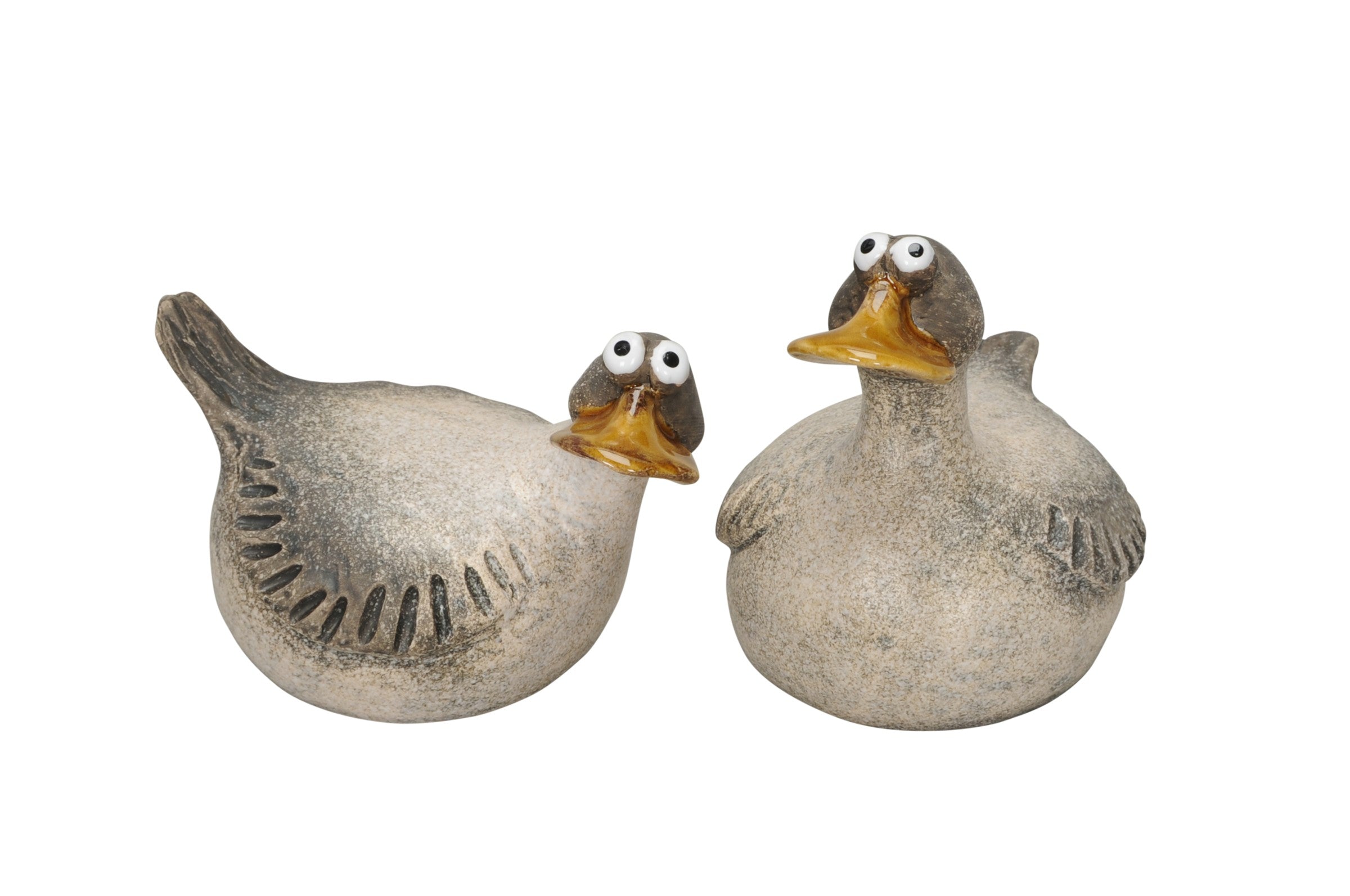 Gans Ente Steingut 2fach sort. grau/braun Landhaus Skulptur Figur Ø13x9,5cm H11cm