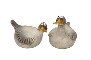 Gans Ente Steingut 2fach sort. grau/braun Landhaus Skulptur Figur Ø13x9,5cm H11cm