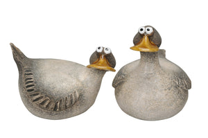 Gans Ente Steingut 2fach sort. grau/braun Skulptur Figur Landhaus Ø17x12cm H14cm