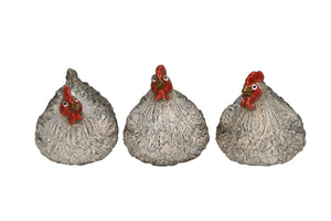 Huhn Henne Steingut 3fach sort. creme/natur Landhaus Ø10x9cm H11cm