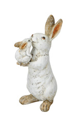 Lade das Bild in den Galerie-Viewer, Hase Ostern Figur weiss Polyresin Ø7,5x10cm H17cm Skulptur Landhaus
