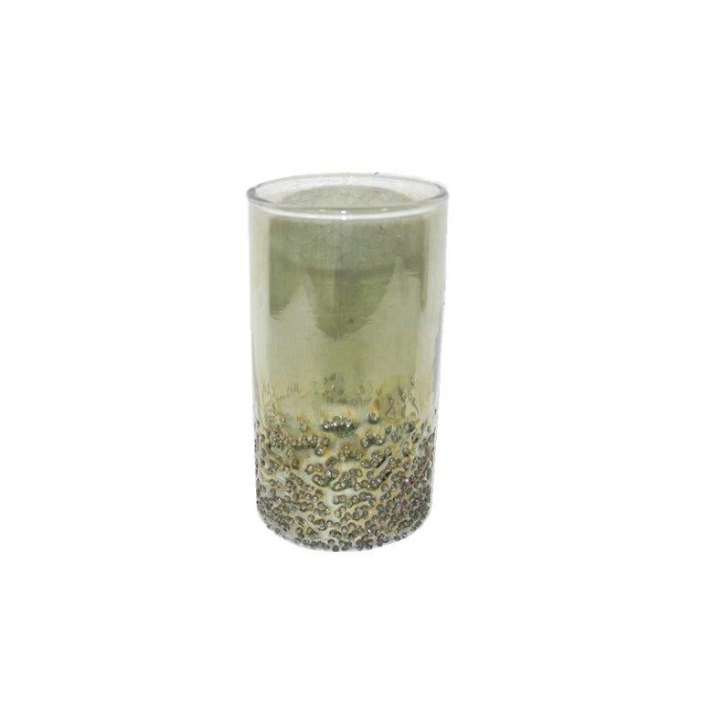 Vase Glas grün half crinkled H15+20+25cm 3Größen wählbar