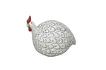Lade das Bild in den Galerie-Viewer, Perlhuhn Huhn weiss/schwarz Polyresin Ostern Figur Skulptur Landhaus Ø18x9cm H13cm
