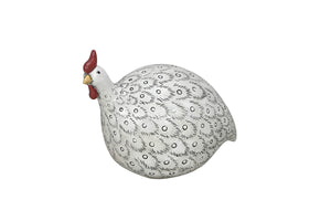 Perlhuhn Huhn weiss/schwarz Polyresin Ostern Figur Skulptur Landhaus Ø18x9cm H13cm