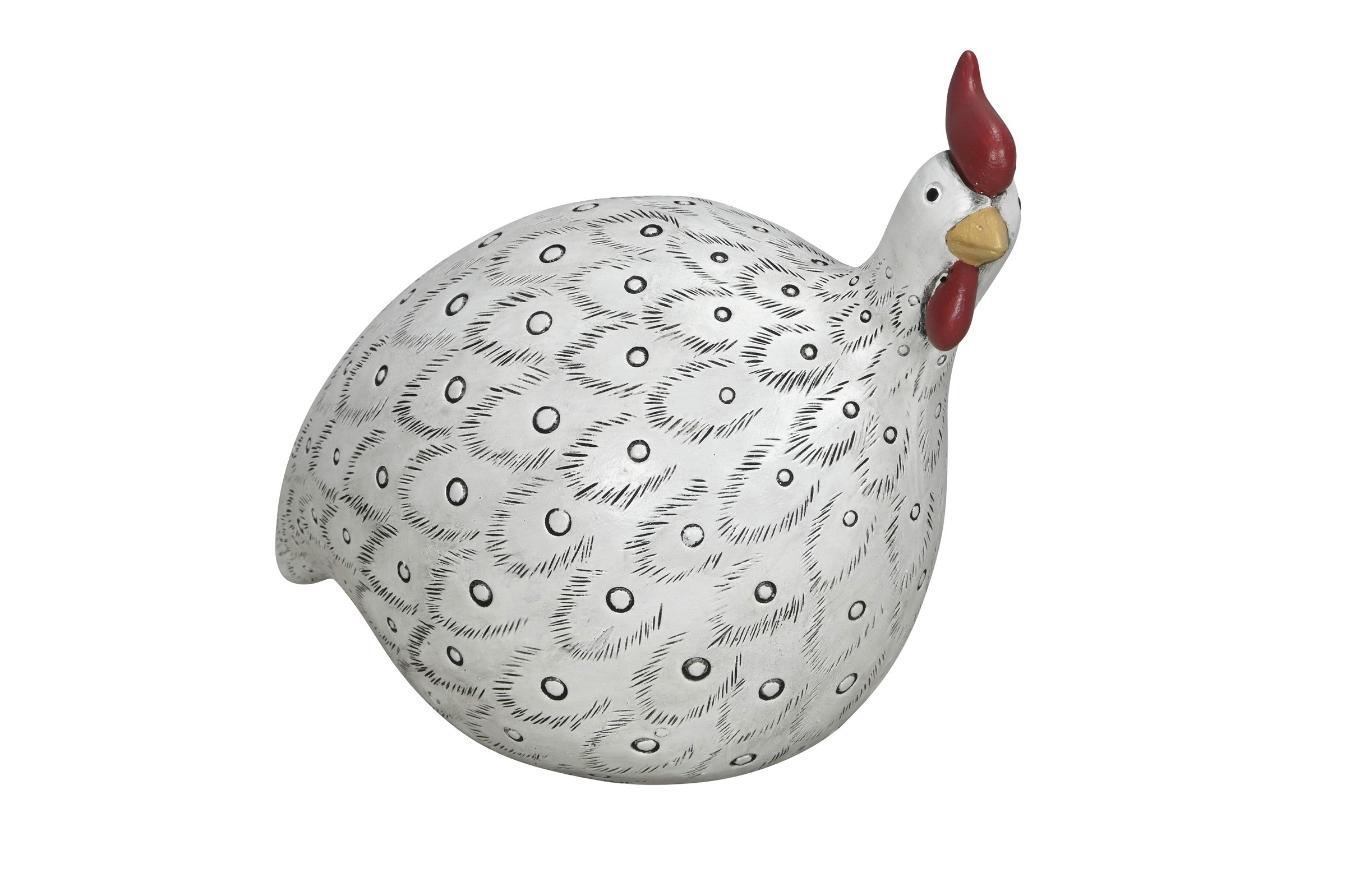 Perlhuhn Huhn weiss/schwarz Polyresin Ostern Figur Skulptur Landhaus Ø23x13cm H17cm