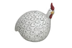 Lade das Bild in den Galerie-Viewer, Perlhuhn Huhn weiss/schwarz Polyresin Ostern Figur Skulptur Landhaus Ø23x13cm H17cm
