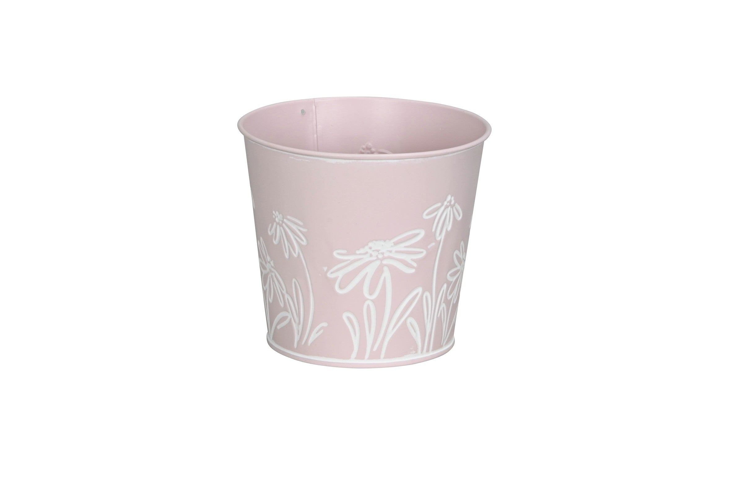 Topf Metall Blumen H12+13cm Pflanztopf rosa Blumentopf Pflanzgefäß 2Größen wählbar