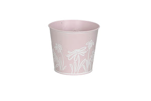 Topf Metall Blumen H12+13cm Pflanztopf rosa Blumentopf Pflanzgefäß 2Größen wählbar
