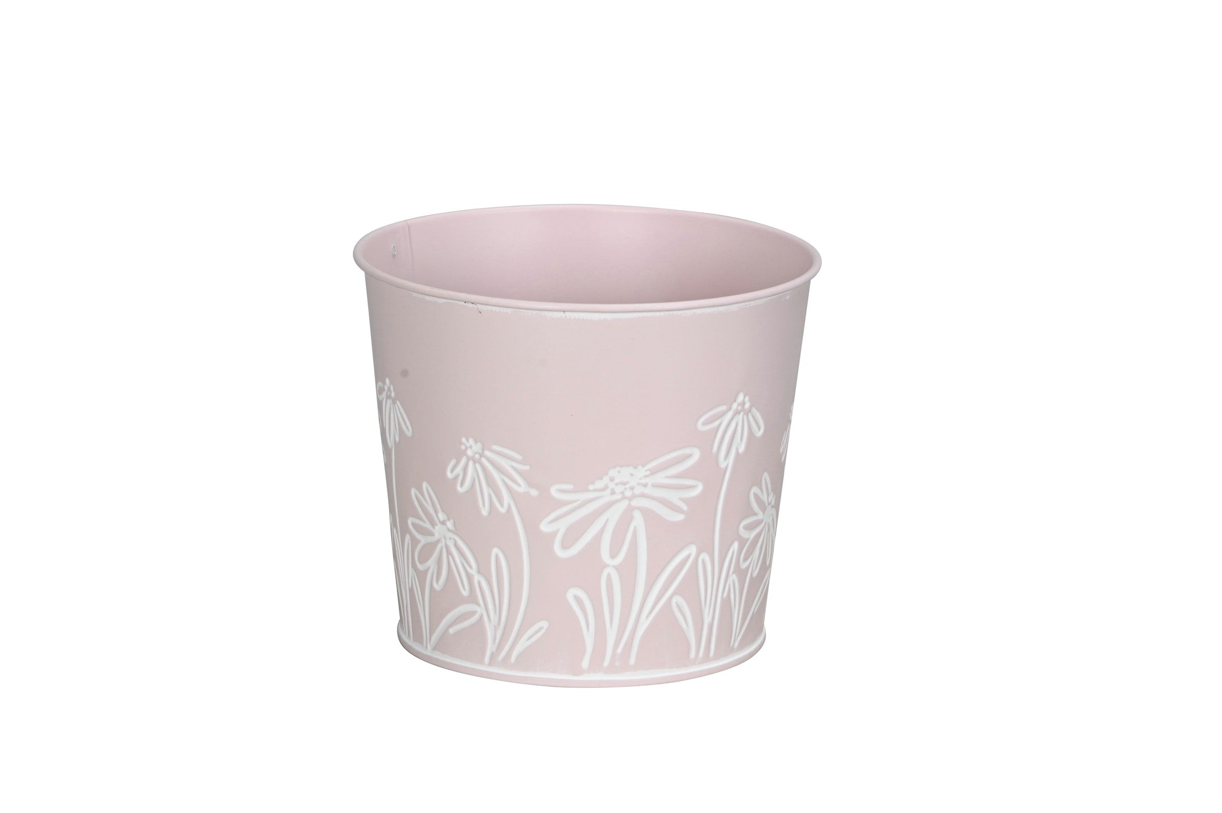 Topf Metall Blumen H12+13cm Pflanztopf rosa Blumentopf Pflanzgefäß 2Größen wählbar