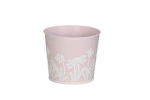 Topf Metall Blumen H12+13cm Pflanztopf rosa Blumentopf Pflanzgefäß 2Größen wählbar