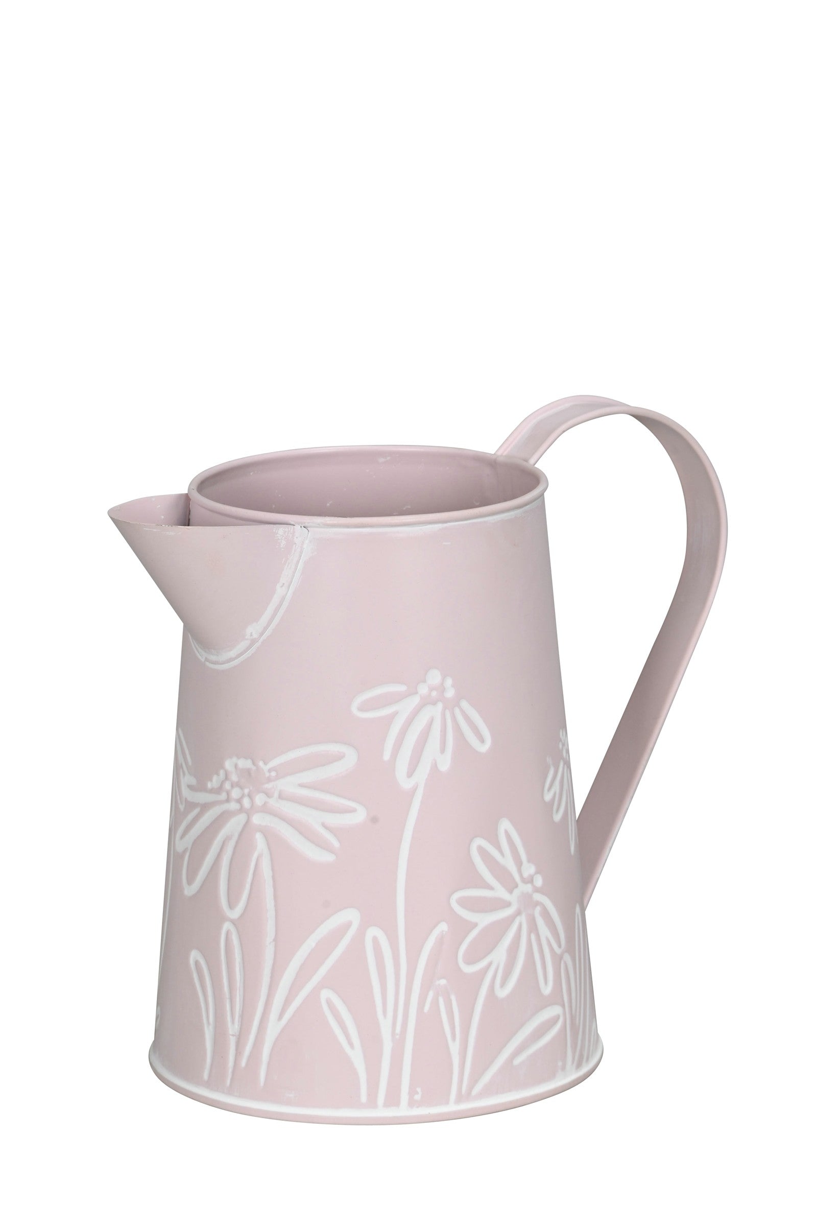 Gießkanne Metall mit Henkel Pflanztopf 19x13cm H16cm rosa Blumentopf Pflanzgefäß