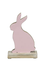 Hase Mangoholz rosa/natur Skulptur Figur Holz Landhaus Ø13x6cm H19cm