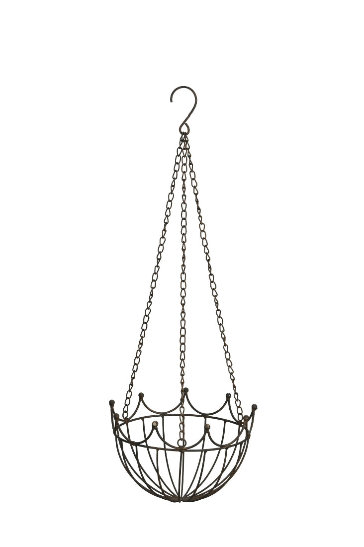 Pflanzgefäß Ampel Metall Schale zum Hängen dunkel braun Ø24cm H15cm + Kette