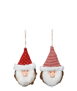 Nikolaus mit Bart Santa H18cm + 30cm zum hängen Holz/Polyester Pinie 2fach sort. Weihnachtsdeko rot-weiß Weihnachten Fensterdeko 2Größen wählbar
