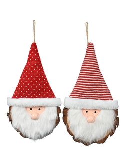 Nikolaus mit Bart Santa H18cm + 30cm zum hängen Holz/Polyester Pinie 2fach sort. Weihnachtsdeko rot-weiß Weihnachten Fensterdeko 2Größen wählbar