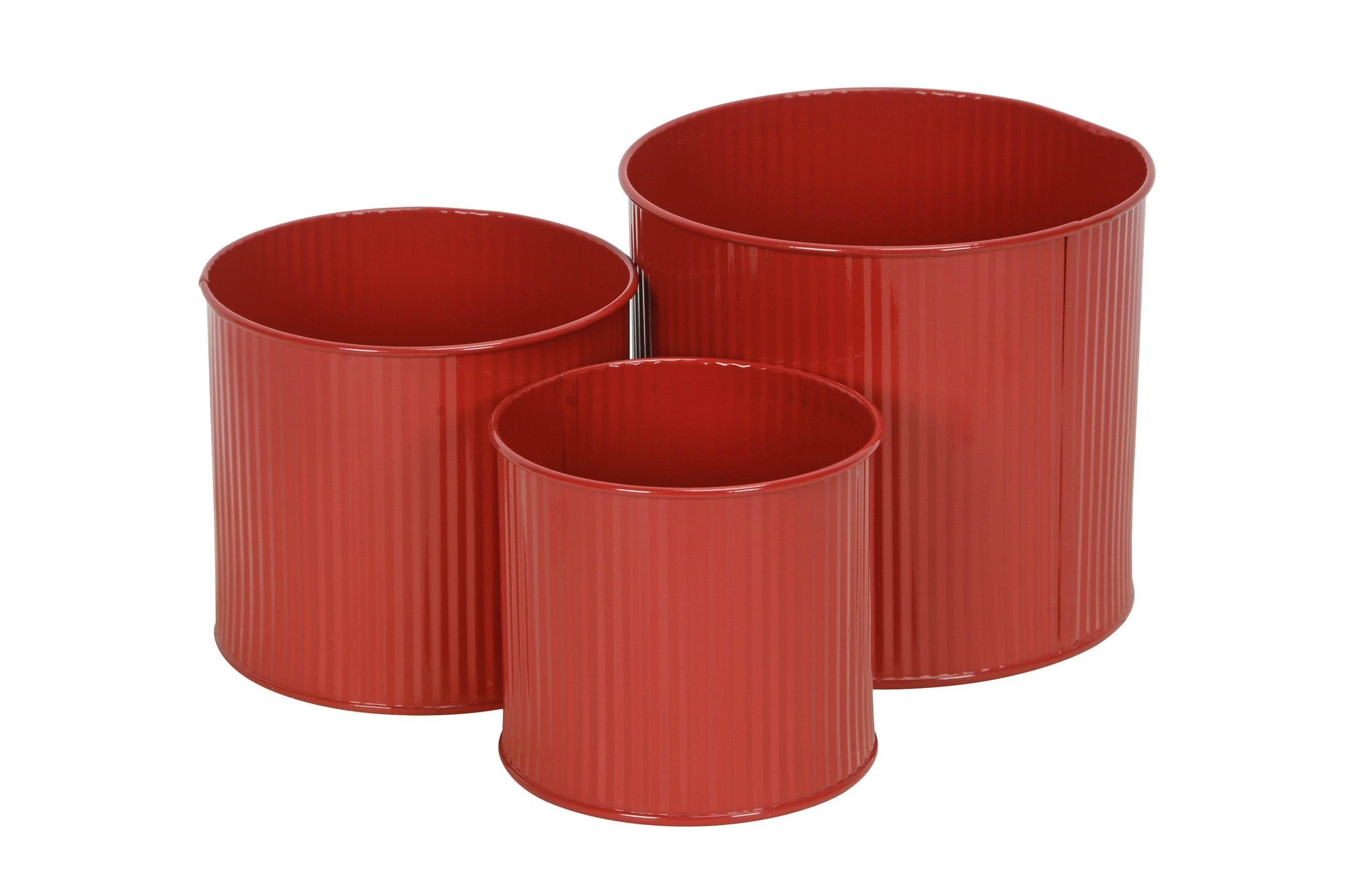 Metall Topf Übertopf Blumentopf 3er Set rot Ø11+13+16cm Pflanzgefäß