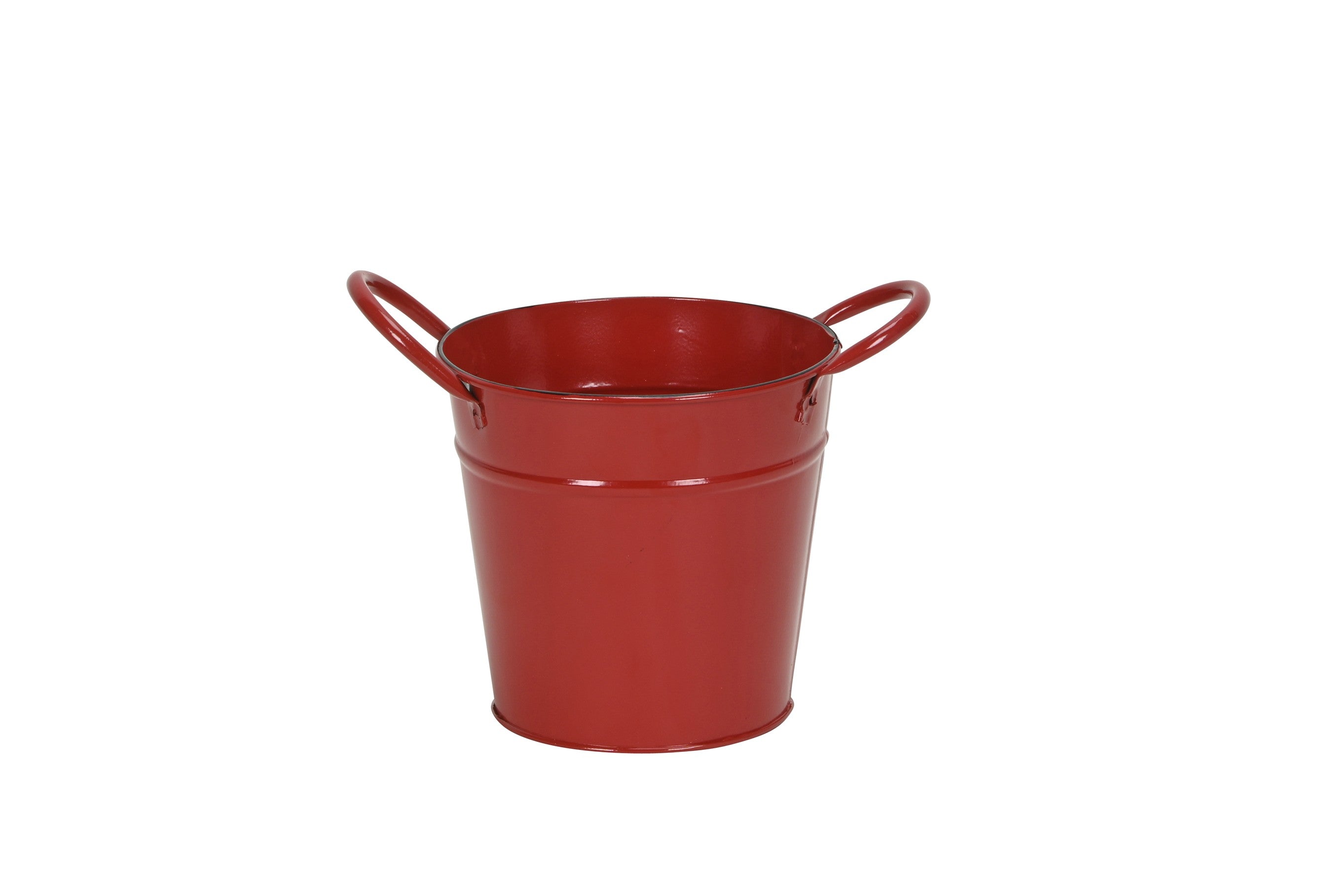 Metall Topf Übertopf Blumentopf Eimer mit Henkel rot Ø13+19cm H12+18cm Pflanzgefäß 2Größen wählbar